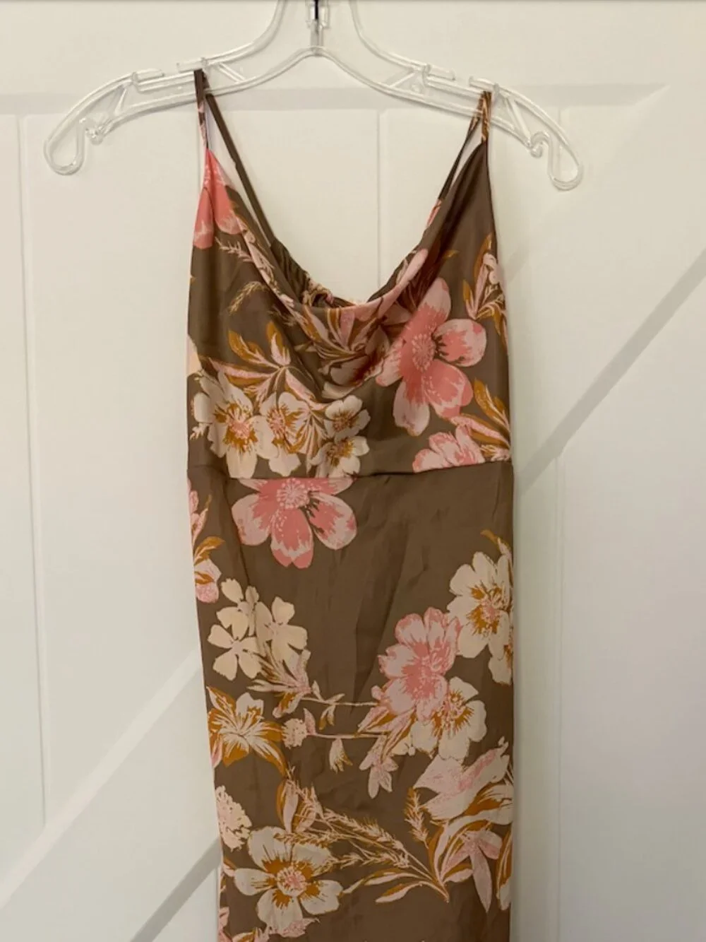 Free People Floral Satin Cowl Neck Maxi Dress Women's